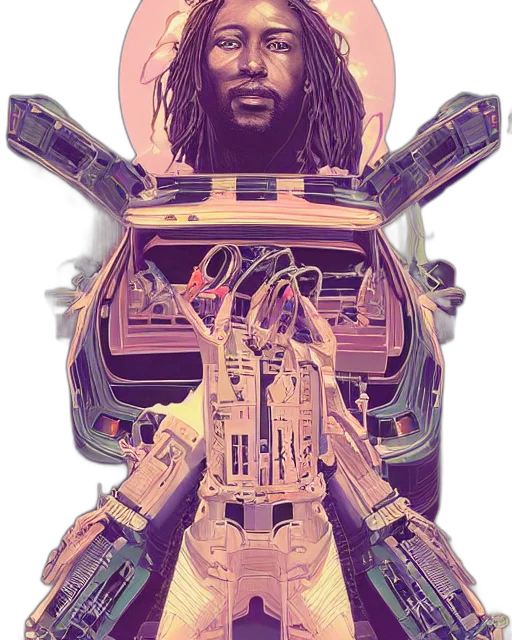 robot, weapon, cyberpunk, comic book art transparent PNG cut-out