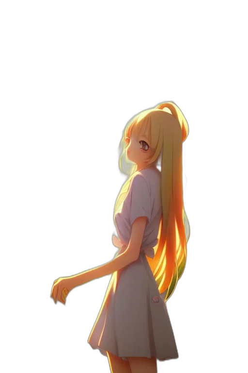 dress, staff, hair, dragon transparent PNG cut-out