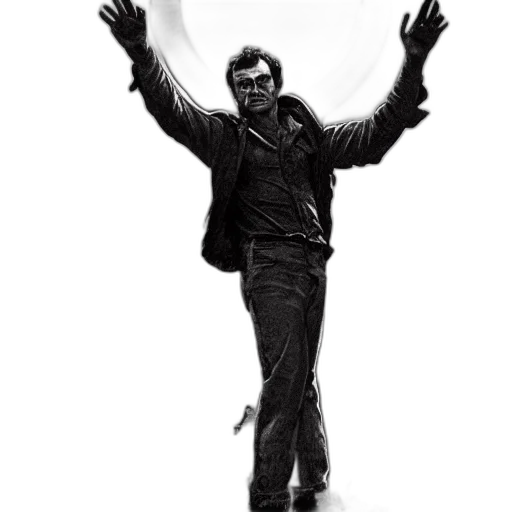 jacket, staff, photorealistic, comic book art transparent PNG cut-out