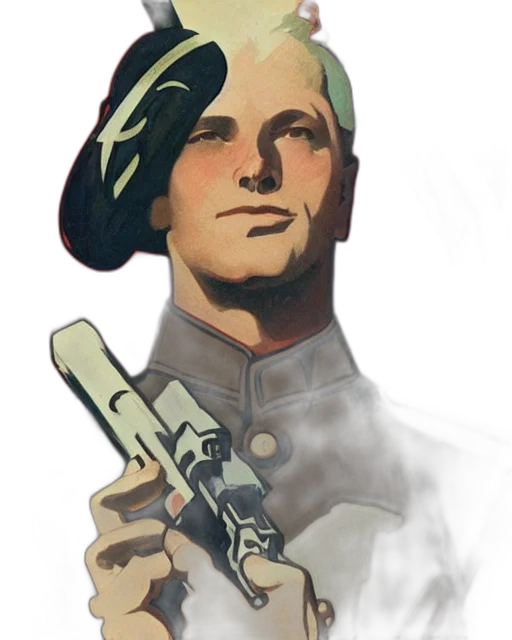 weapon, staff, face, hat transparent PNG cut-out