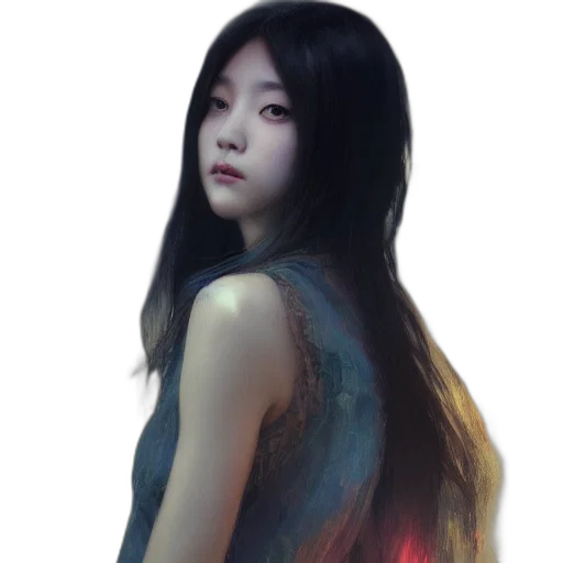 dress, hair, face, photorealistic transparent PNG cut-out