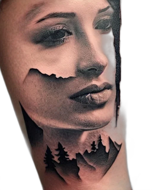 face, photorealistic, dark, beautiful transparent PNG cut-out