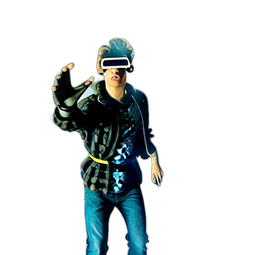 jacket, robot, staff, weapon transparent PNG cut-out
