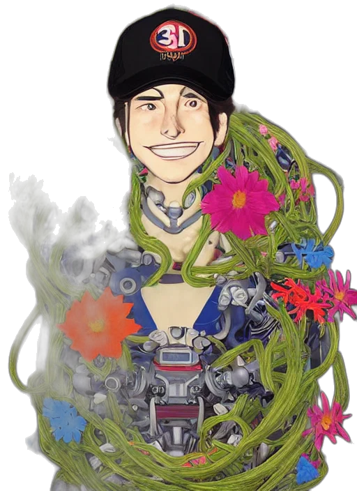 flower, staff, face, cartoon transparent PNG cut-out