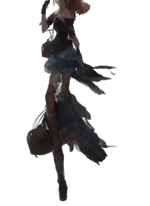 dress, staff, weapon, creature transparent PNG cut-out