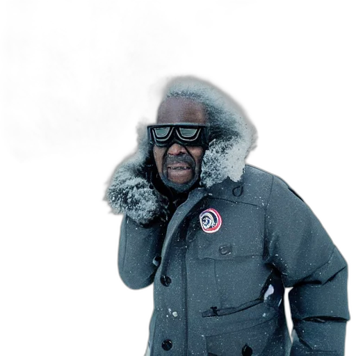 jacket, staff, face, creature transparent PNG cut-out