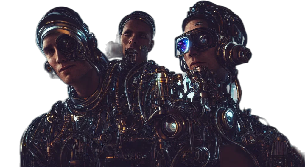 robot, cyberpunk, concept art, 3d render transparent PNG cut-out