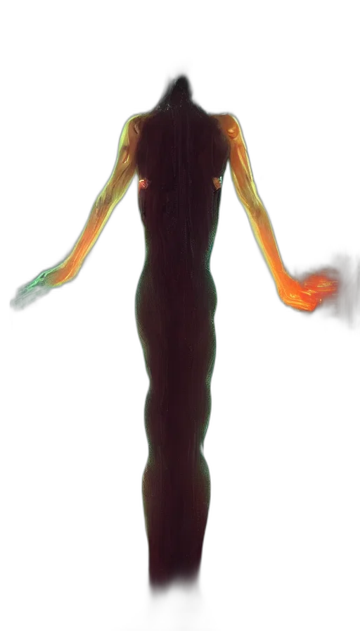 staff, creature, dress, hair transparent PNG cut-out