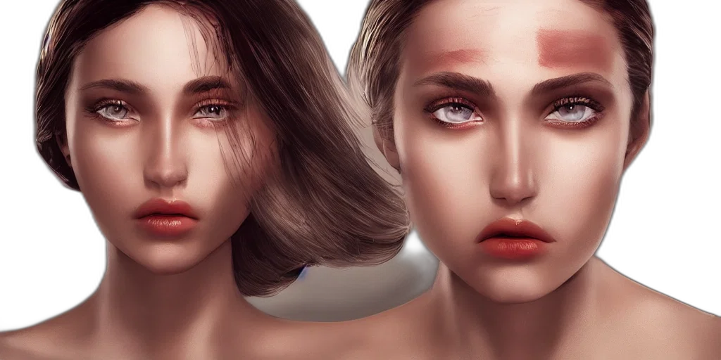 face, hair, jewelry, photorealistic transparent PNG cut-out