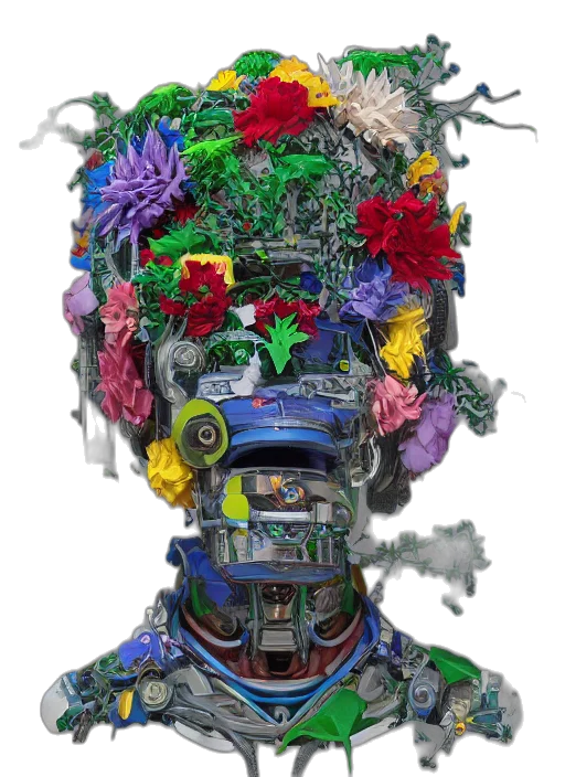 robot, face, mask, crown transparent PNG cut-out