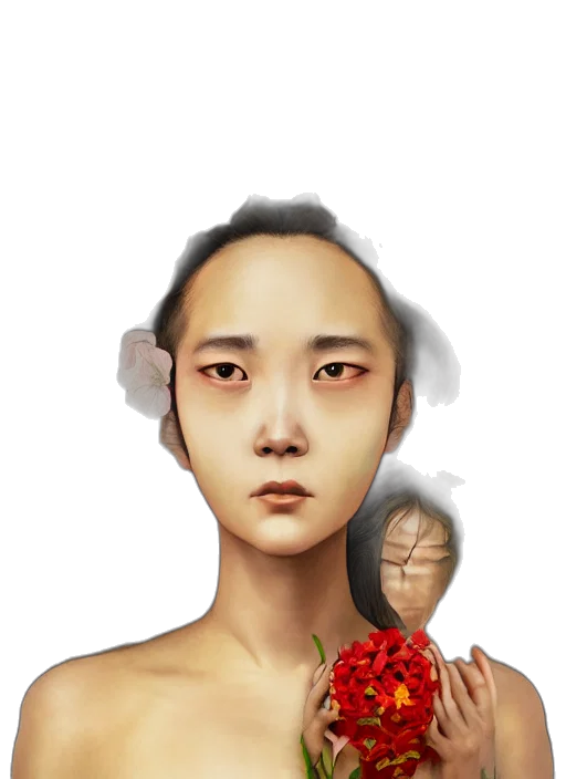 face, mask, jewelry, photorealistic transparent PNG cut-out