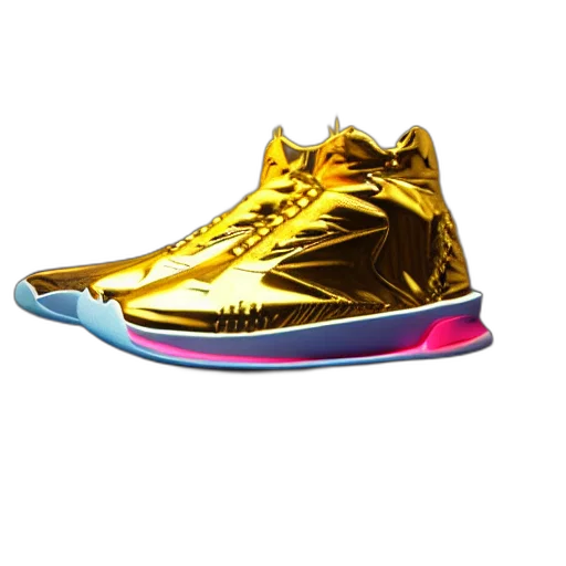 shoes, 3d render, vaporwave, neon transparent PNG cut-out