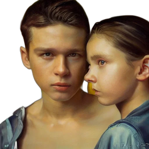 face, photorealistic, oil painting, concept art transparent PNG cut-out