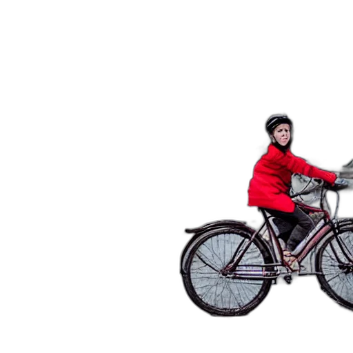 girl, riding, bicycle, post transparent PNG cut-out