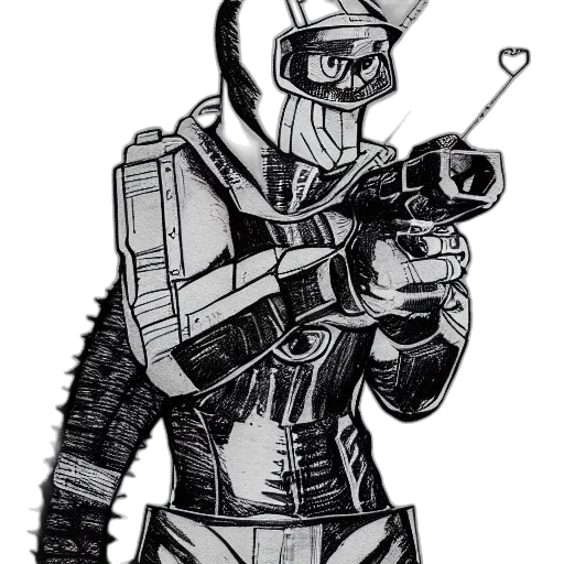 robot, weapon, comic book art, concept art transparent PNG cut-out