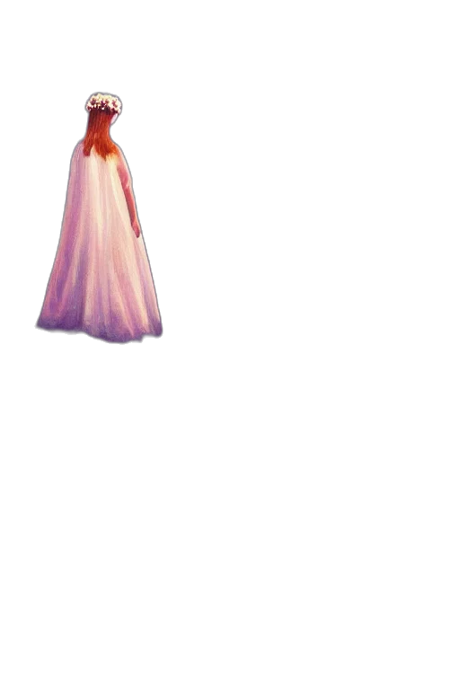dress, crown, staff, hair transparent PNG cut-out