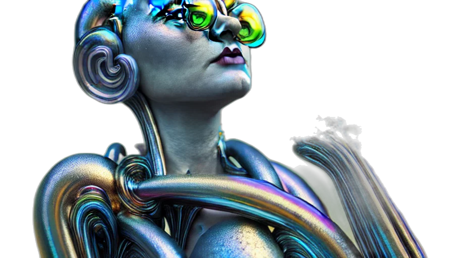robot, jewelry, cyberpunk, 3d render transparent PNG cut-out