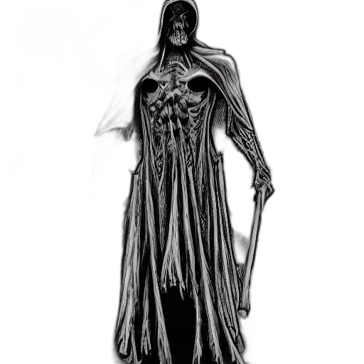 dress, staff, creature, mask transparent PNG cut-out