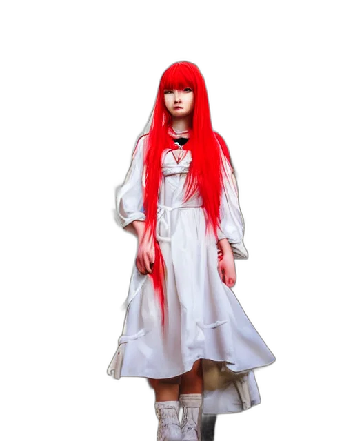 dress, photorealistic, red, monochrome transparent PNG cut-out