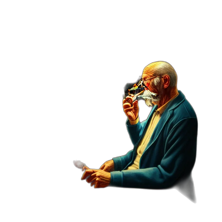 bottle, staff, jacket, face transparent PNG cut-out