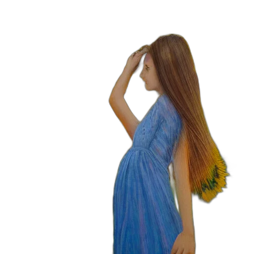 dress, hair, staff, jewelry transparent PNG cut-out
