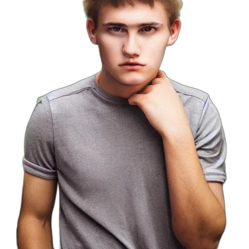 face, hair, jacket, photorealistic transparent PNG cut-out