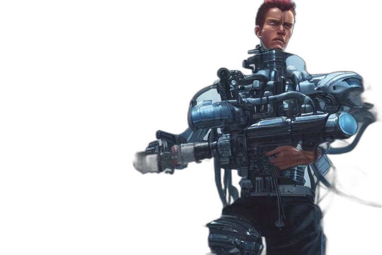 robot, weapon, jacket, concept art transparent PNG cut-out