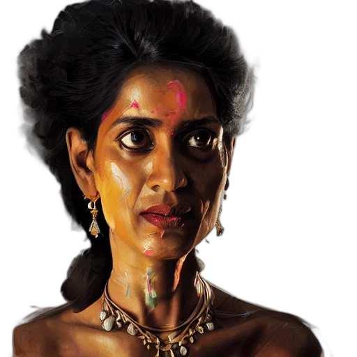 jewelry, face, photorealistic, oil painting transparent PNG cut-out