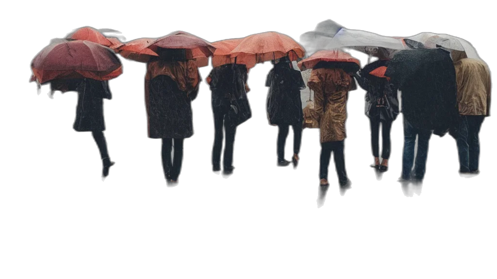 umbrella, jacket, staff, 3d render transparent PNG cut-out