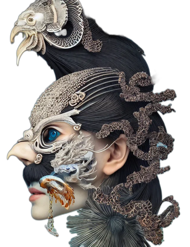 mask, face, jewelry, dragon transparent PNG cut-out