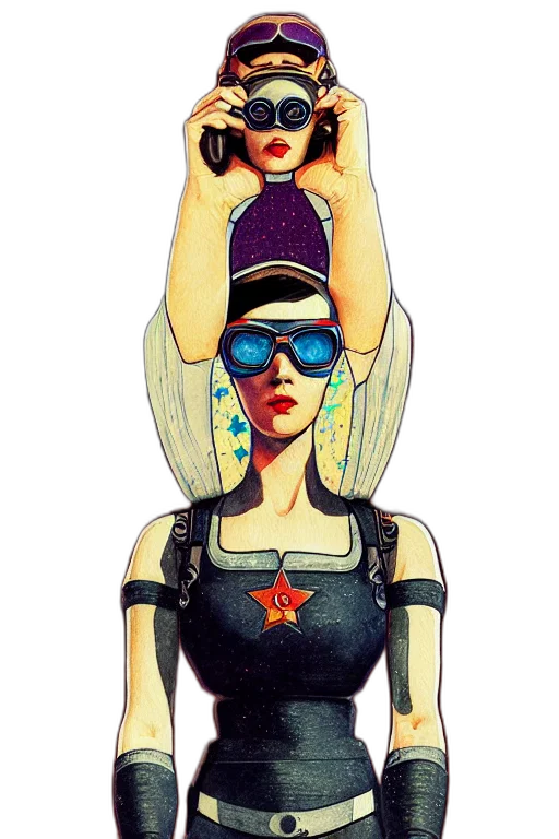 staff, dress, comic book art, cyberpunk transparent PNG cut-out