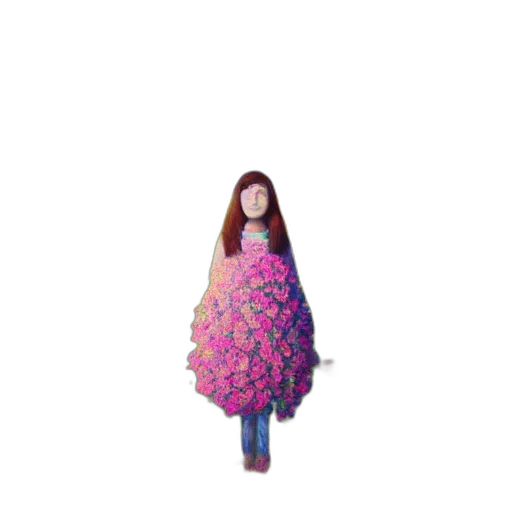 dress, flower, hair, creature transparent PNG cut-out