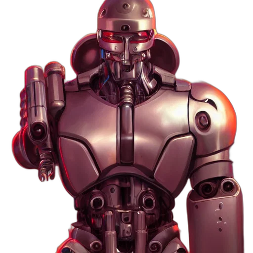 robot, weapon, concept art, 3d render transparent PNG cut-out