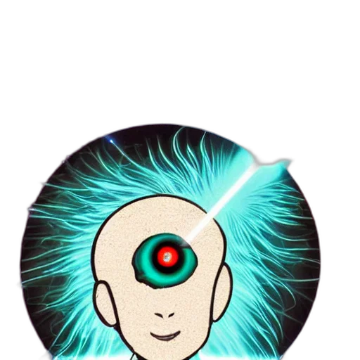 robot, hair, staff, cyberpunk transparent PNG cut-out