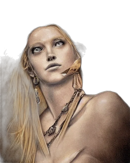 jewelry, face, hair, photorealistic transparent PNG cut-out