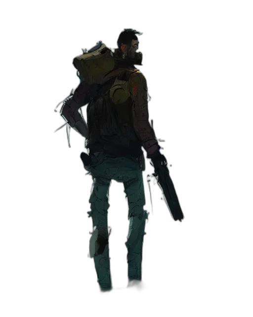 jacket, weapon, staff, robot transparent PNG cut-out