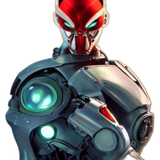 robot, concept art, 3d render, comic book art transparent PNG cut-out