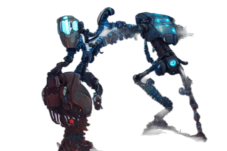 robot, creature, weapon, staff transparent PNG cut-out
