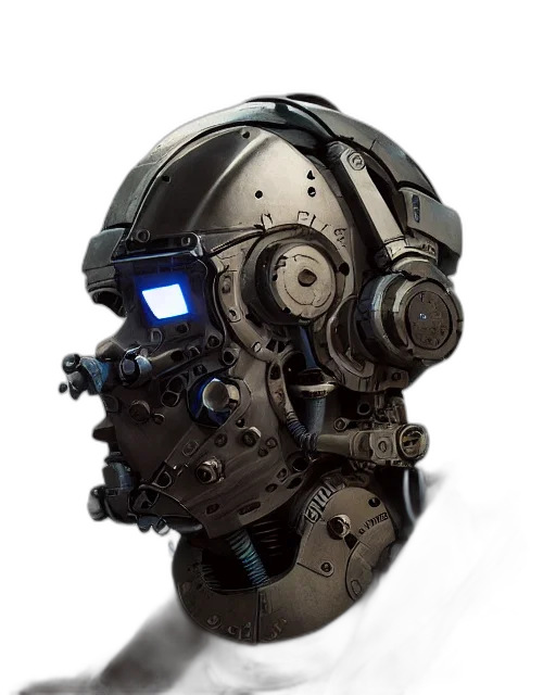robot, mask, face, cyberpunk transparent PNG cut-out
