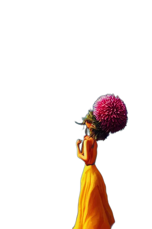 staff, hair, dress, flower transparent PNG cut-out