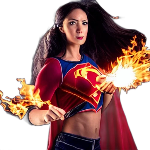 comic book art, fire, photo, female transparent PNG cut-out