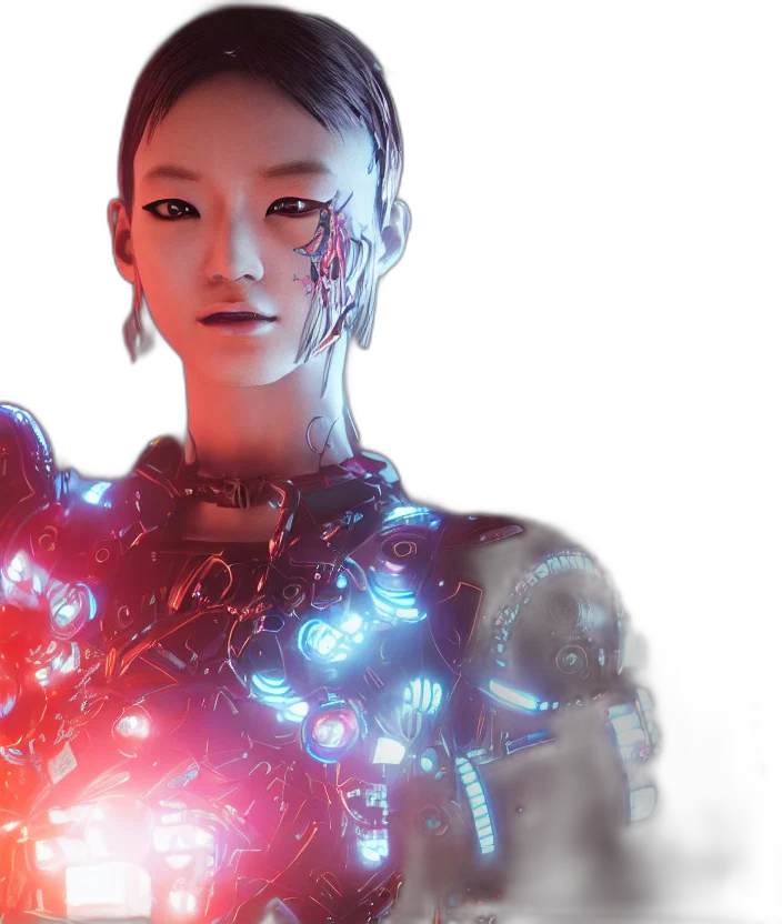 robot, cyberpunk, 3d render, concept art transparent PNG cut-out