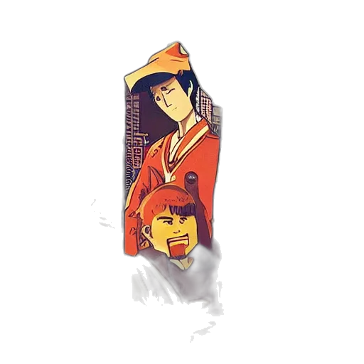 jacket, hat, face, staff transparent PNG cut-out
