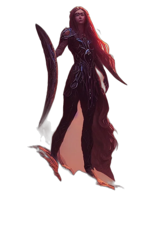 creature, dress, staff, dragon transparent PNG cut-out
