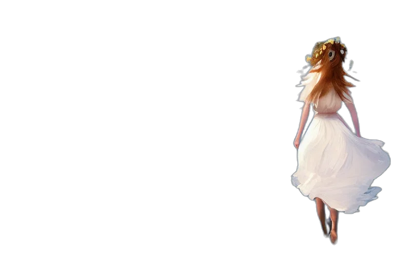 dress, staff, crown, hair transparent PNG cut-out