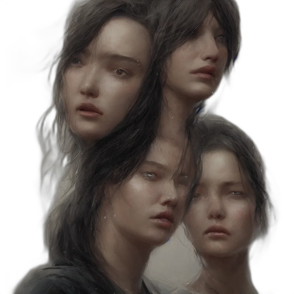 face, hair, photorealistic, fantasy art transparent PNG cut-out