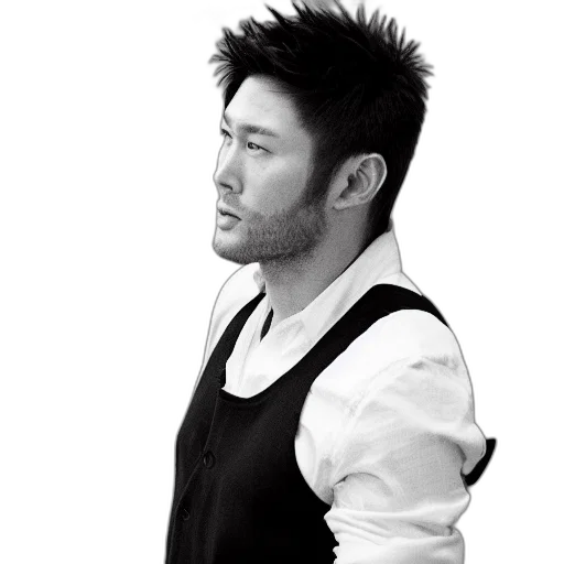 staff, jacket, hair, photorealistic transparent PNG cut-out