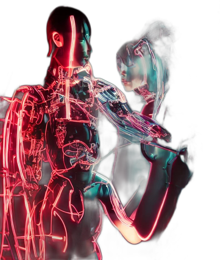 robot, cyberpunk, concept art, 3d render transparent PNG cut-out