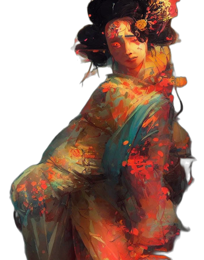 dress, face, flower, staff transparent PNG cut-out