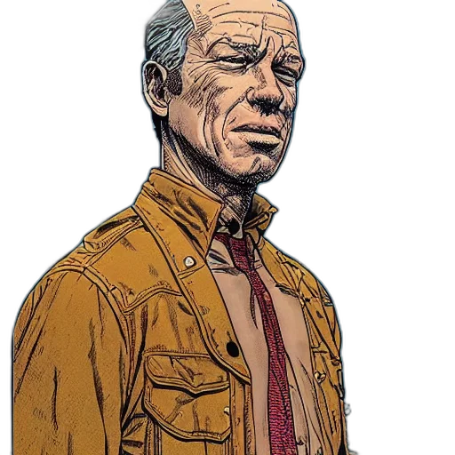 jacket, face, staff, comic book art transparent PNG cut-out